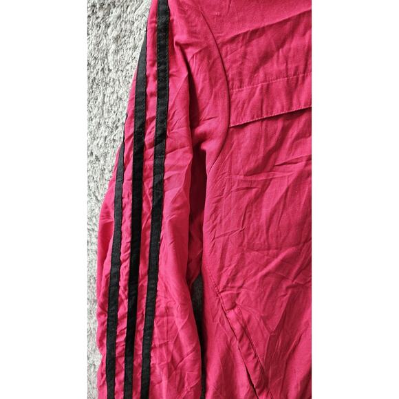 ADIDAS retro Bright Pink TRACK JACKET 3 Black‎ Stripes Women's sz S SMALL - Picture 2 of 5